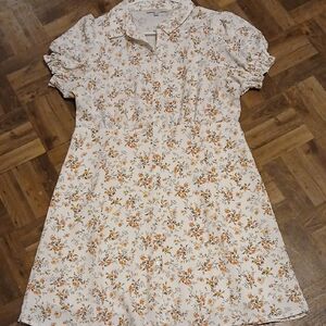 LOVE TREE Womens Size L Floral  Button Down Mini Dress